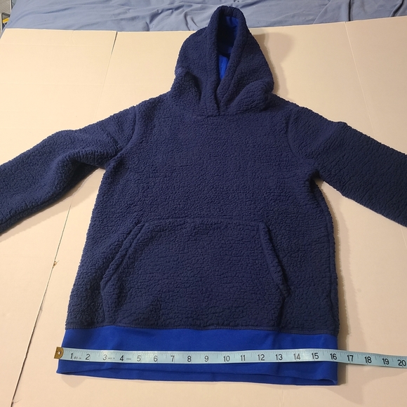 Lands End Kids Unisex Blue Hooded, Pockets Fleece Pullover Jacket NWT L 10-12 - Picture 10 of 10